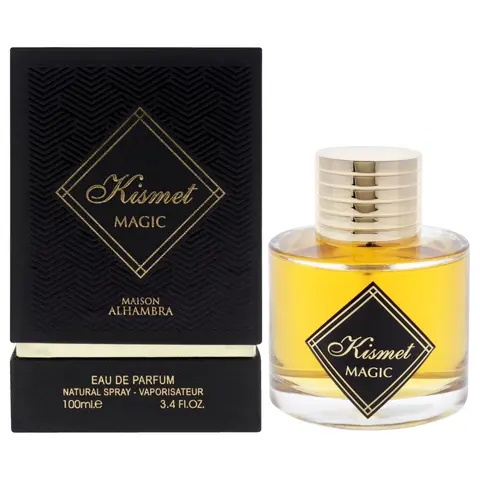 Maison Alhambra Kismet Magic EDP - Regular Edition Contains Alcohol Unisex Adults' Aromatic Spicy Perfume Spray, 3.4oz EDP Fragranced Liquid Perfume with Vanilla Amber, Cognac, Balsmic, Aqua, Sweet Spice Notes, Intense Long-Lasting Scent