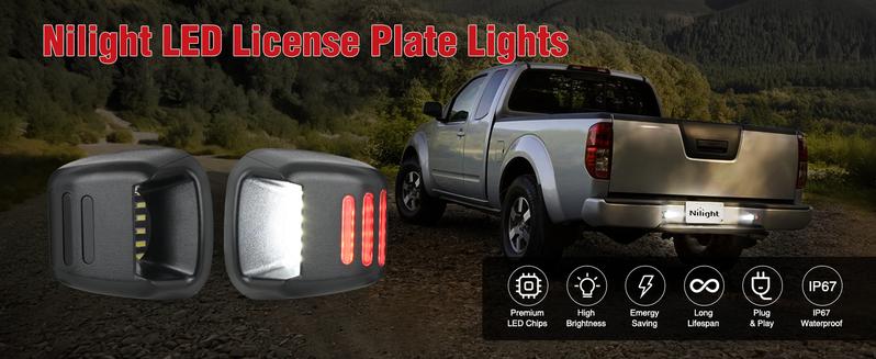 Nilight License Plate Lights Compatible with 2007 2008 2009 2010 2011 2012 2013 2014 2015 2016 2017 2018 2019 2020 2021 Nissan Frontier Navara D40 2007-2015 Titan Armada Xterra Red OLED Neon Tube waterproof kit