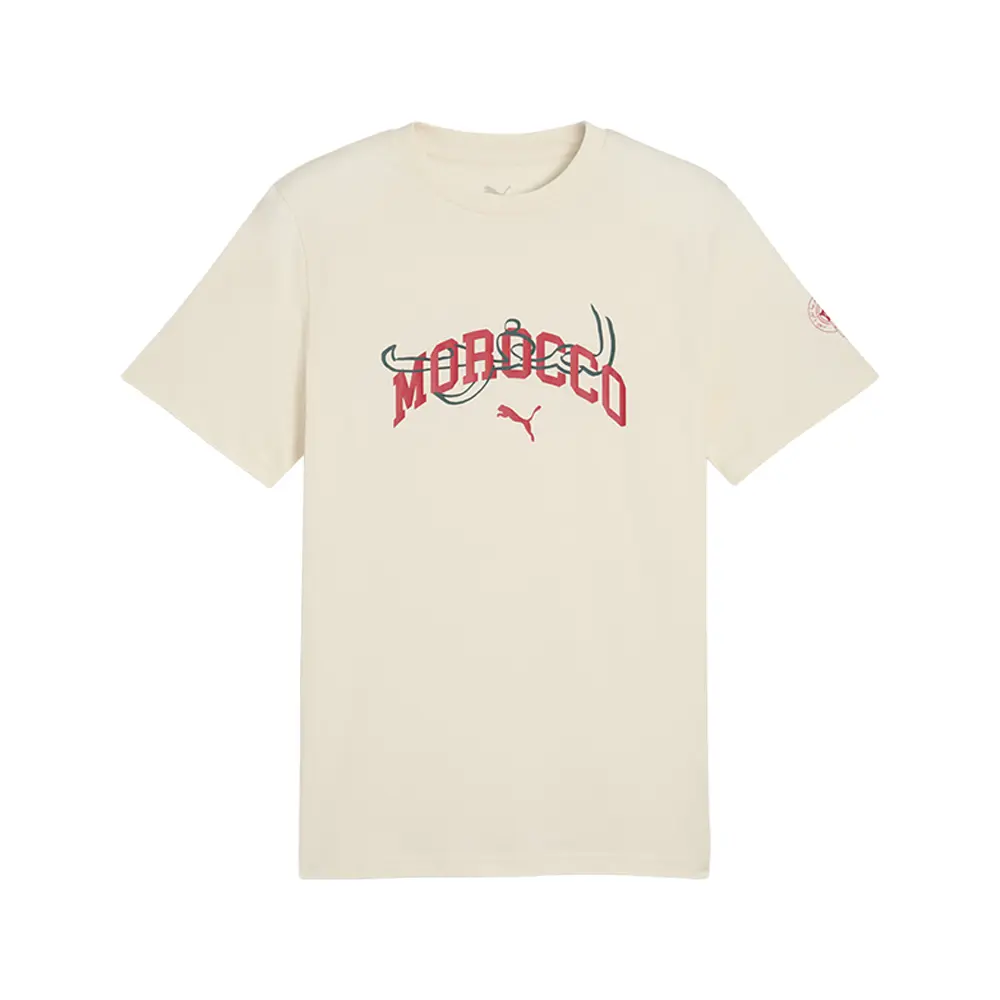 PUMA Mens Morocco Ftblculture Graphic Crew Neck Short Sleeve Casual Tops Casual - White