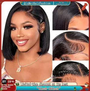 Glueless Bob Wig Human Hair 180 Density Glueless Wigs Human Hair Pre Plucked Pre Cut 5x5 Closure Wigs Human Hair Bob Lace Front Wigs Human Hair Glueless Wear and Go Short Wigs for Black Women