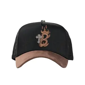 Barbas Hats B-Cross Premium Streetwear Snapback – Black & Brown Adjustable Unisex Hat for Men & Women Featuring B Flame Embroidery with Cross Detail Inspired by Modern Urban Fashion