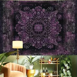 Bohemian Mandala Wall Tapestry RX1050468 Soft Suede Polyester Fabric Art Horizontal Design for Living Room & Bedroom Easy Installation No Hardware Required Perfect Gift Various Sizes AvailableTapestry Decor Peach Skin Velvet Knit Fabric - Landscape
