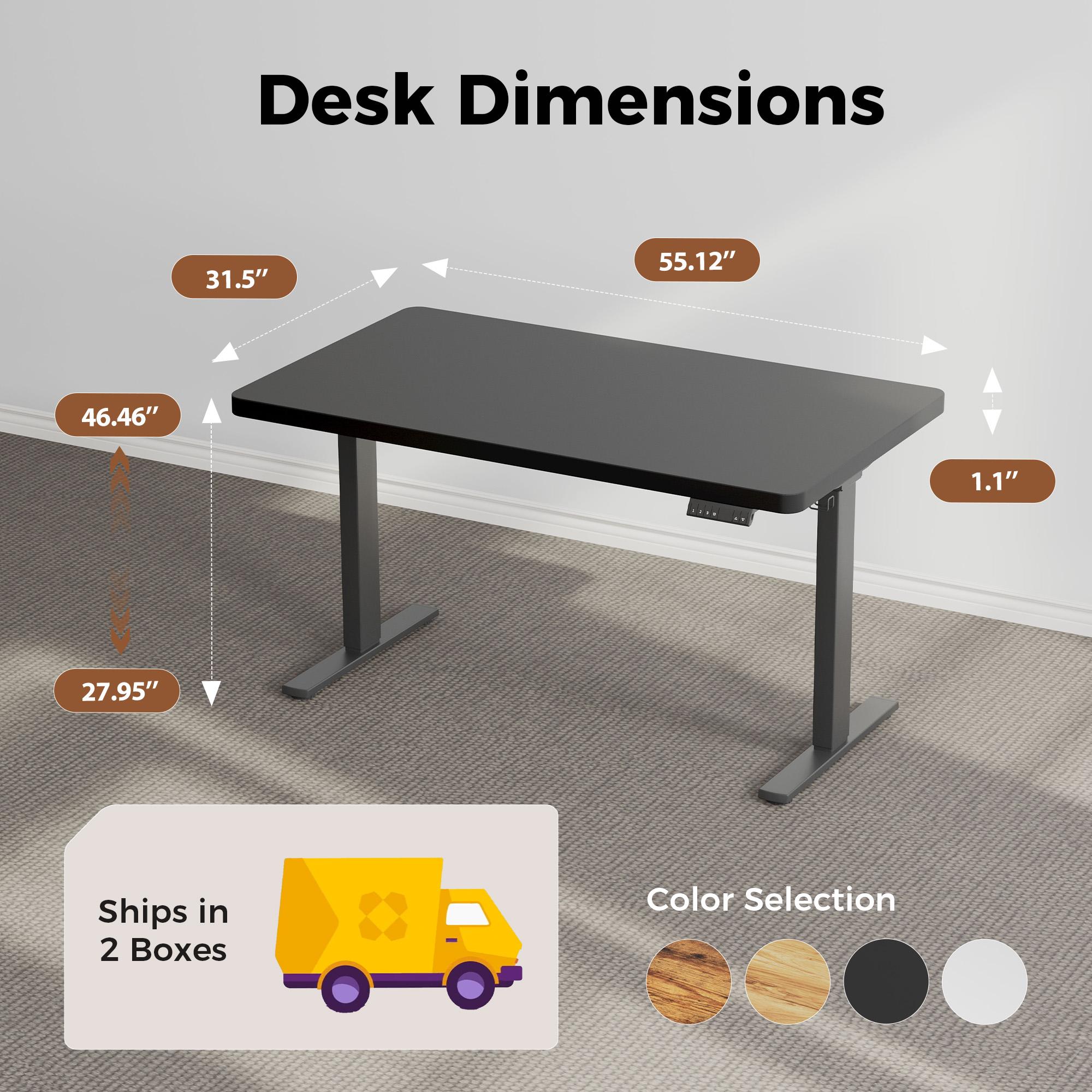 Dual Motor Electric Adjustable Standing Desk, Computer Desk with Memory Controller, Home Office Desk with Seamless tabletop,265 lbs Weight Capacity,Black/White/Rustic Brown/Oak(Two packages)