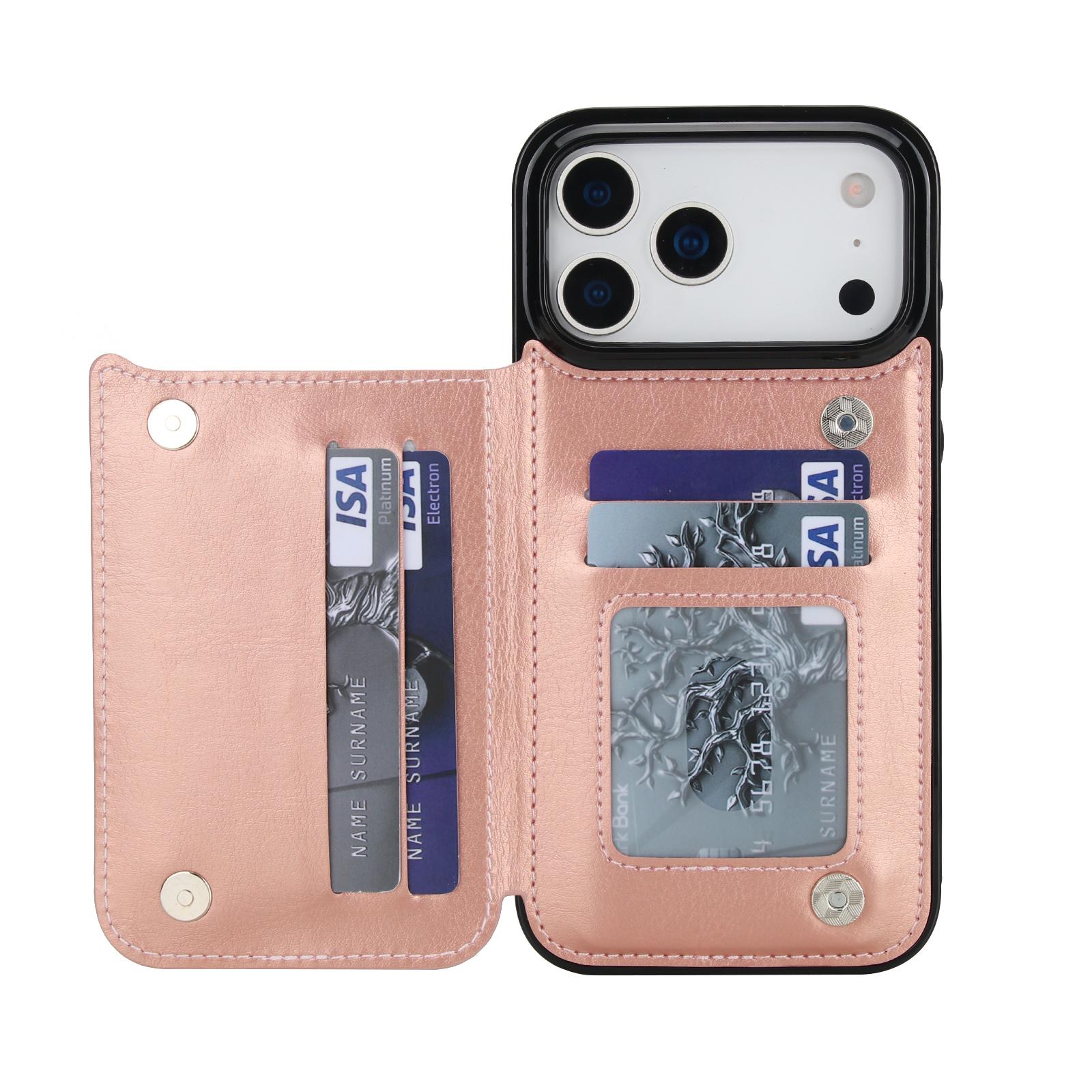Compatible with iPhone 17 Pro Max 17 Pro 17 Air Wallet Case with Card Holder, PU Leather Kickstand Card Slots Case, Double Magnetic Clasp and Durable Shockproof Cover for iPhone 12 13 14 15 16 Pro Max