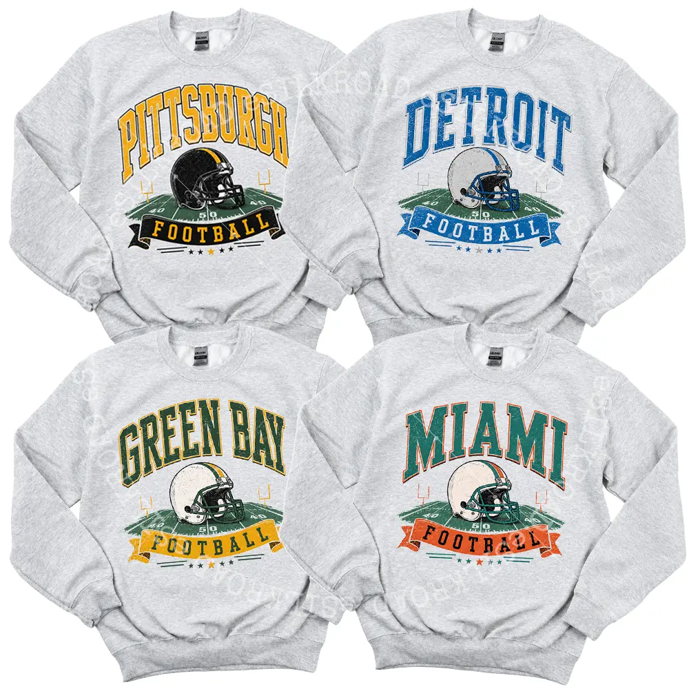 Vintage Football Sweatshirt - Ash Grey, All Teams Sports Crewneck, Retro Football Fan Pullover, Unisex Casual Athletic Sweatshirt, Game Day Outfit, Gift for Men and Women, Fall Winter Wear - HARSIN