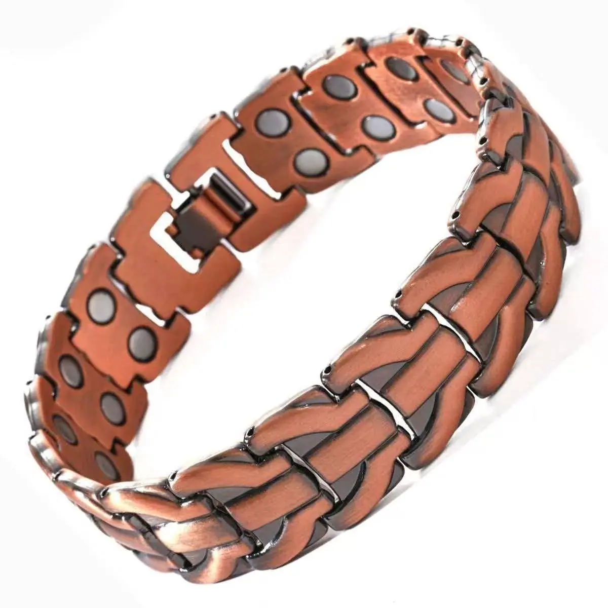 Men's Vintage Red Copper Magnetic Bracelet, 3500 Gauss Wrist Joint Relief Health Bracelet, Braided Design Adjustable Bangle for Dad Father's Day Gift