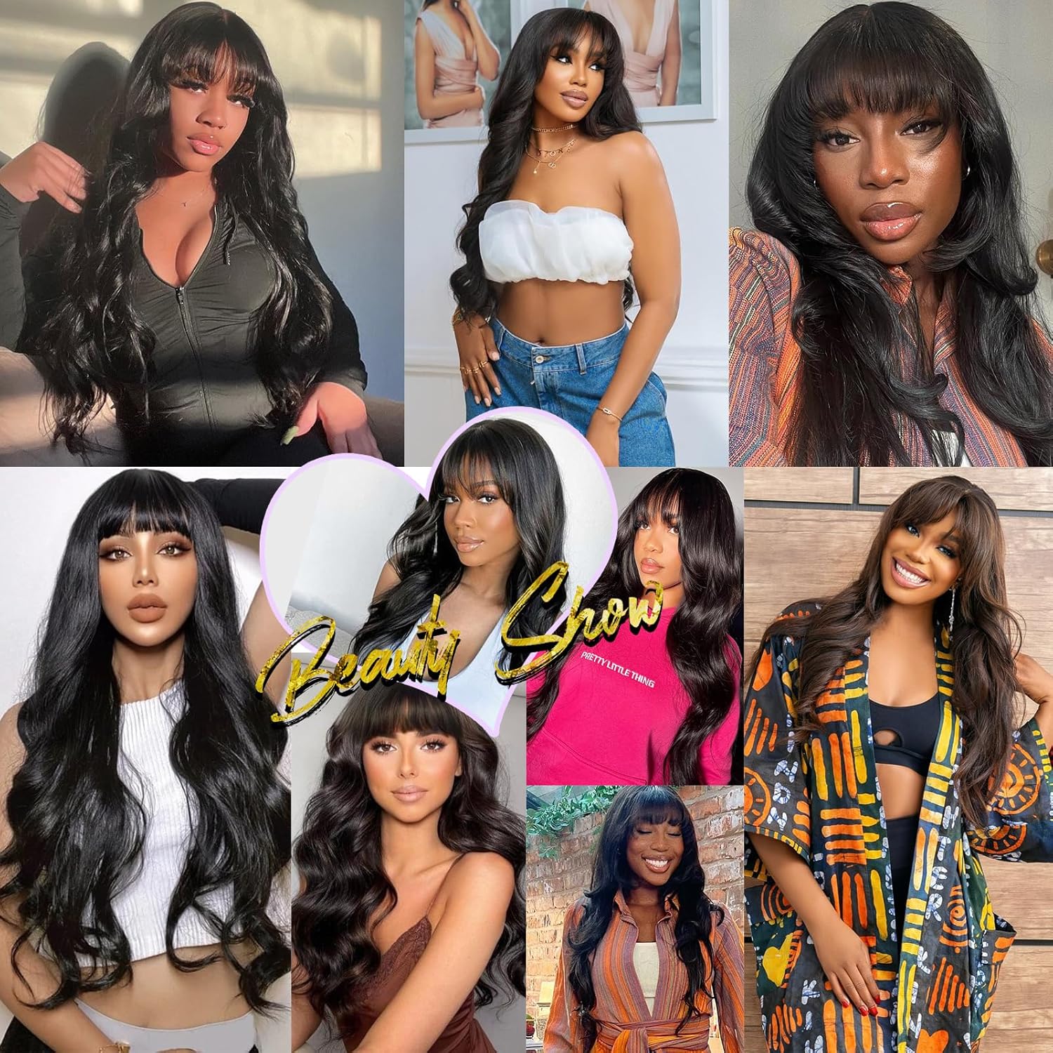 [NEW IN]Tahikie 2x4 Loose Body Front Lace Human Hair Wigs With Bangs 180% Density Frontal Wigs With Drawstring One-Step Closure Wear and Go Glueless Wigs 100% Brazilian Virgin Human Hair Wigs for Women #TikTokShopHolidayHau