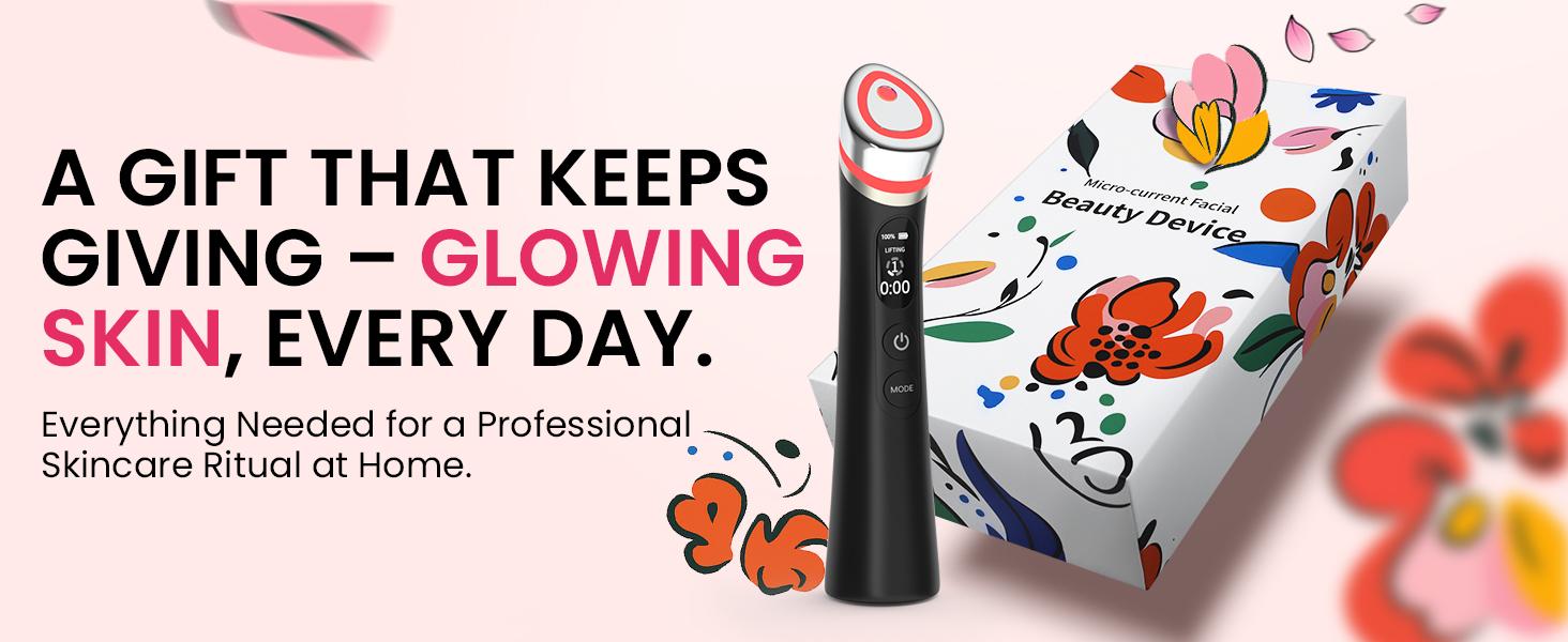 Face Lift Device – 8 in 1 Skin Tighten and Lift, LED Light Therapy for Wrinkles, Korean Skin Care, Spa-Grade Facial Massager Lift & Firm Beauty Massager (Black)