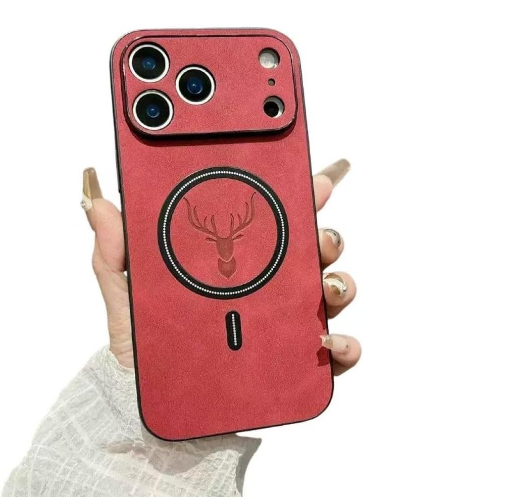 Deer Embossed Leather Phone Case for iPhone 17 Pro Max 16 Pro 15 14 13 12 11 Pro Max | Slim Protective Cover | Scratch Shock Proof | Luxury Feel