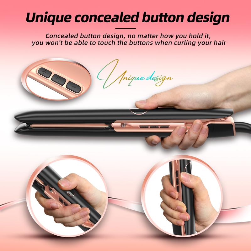 FZQ 20M Negative Ion Care,Hair Straightener & Curling Iron 2 in 1,3D Floating Ceramic Glaze & Precise LCD Temperature Control, 310°F-460°F For Different Hair Types,100v-240v Universal Voltage Curler Comfort Curly