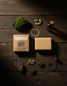 Charlie Charlie Soap Co. Bulkhead Breeze Bar - Artisan Natural Soap with Wood Amber & Spice Scent for Daily Showers & Post-Work Wind-Downs