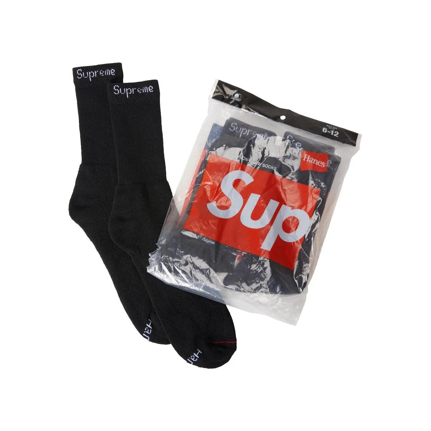 Supreme Hanes Socks (4 Pack) Black