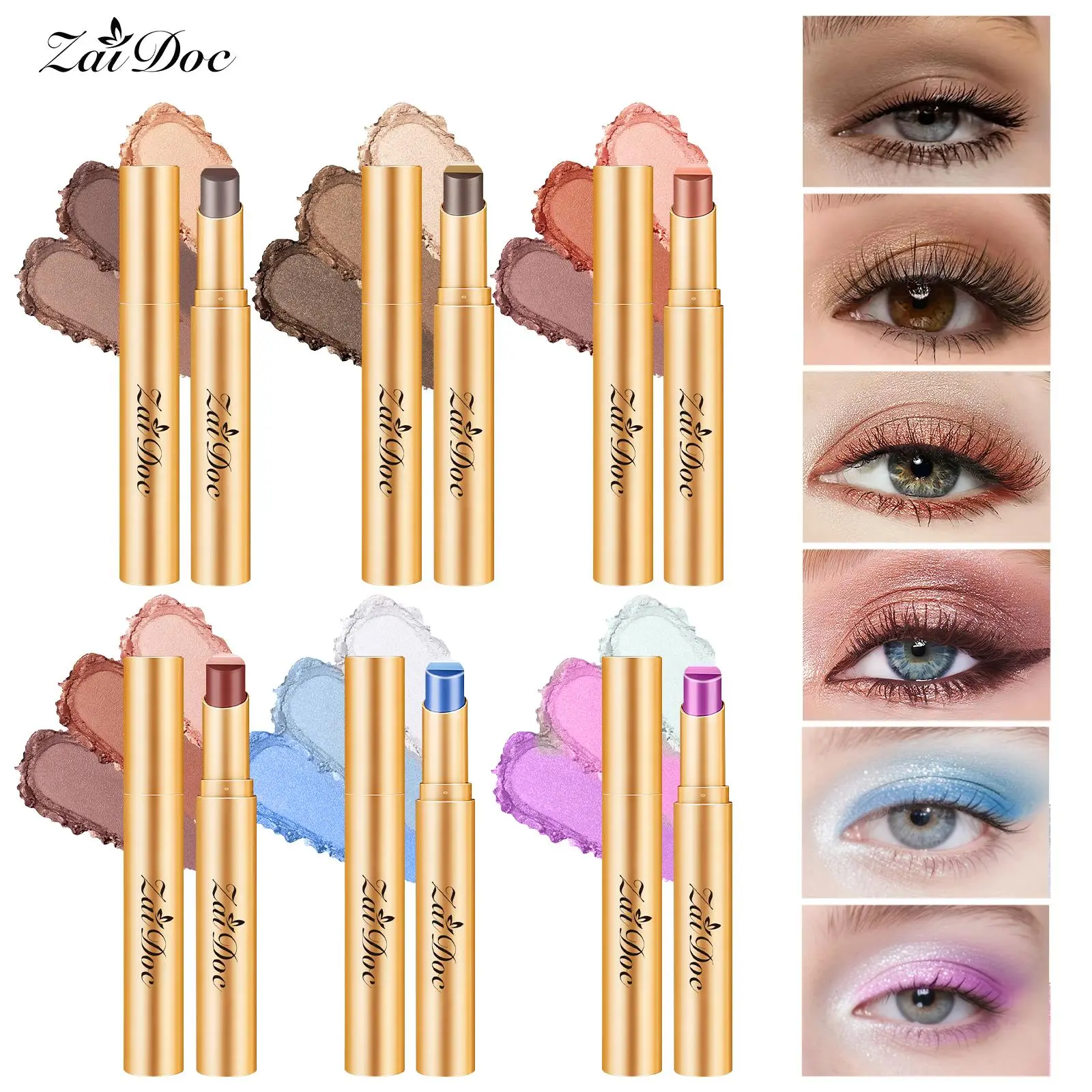3-in-1 Easy Eyeshadow Stick for Beginners,SmudgeProof in Seconds, One-Stroke Application,Creamy Shimmer Trio Eyeshadow Stick Waterproof Longwear Liquid Eyeliner Color Changing Lip Oil Trio Waterproof Shiny Diamond Eyeshadow