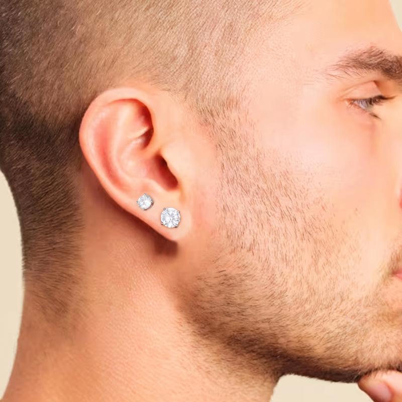 Turandoss Solid 925 Sterling Silver Cubic Zirconia Stud Earrings Unisex with Butterfly Backs, Christmas Gifts