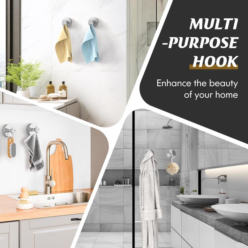 2 PCS Suction Cup Hooks for Shower, No-Drill Bathroom Hooks, Holder Holds Strong on Tile, Glass, Mirror, Wall, Bathroom Door