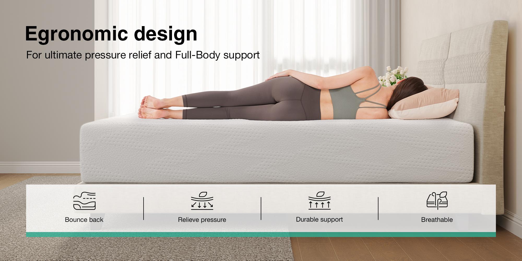 5/6/8/10/12/14 inch Memory Foam Mattress, Gel Memory Foam Mattress for Cooling Night Sleep, Pressure Relief, CertiPUR-US Certified