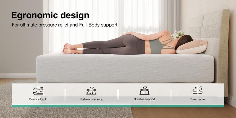 5/6/8/10/12/14 inch Memory Foam Mattress, Gel Memory Foam Mattress for Cooling Night Sleep, Pressure Relief, CertiPUR-US Certified