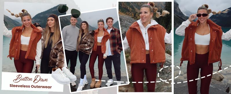 Oversized Sherpa Fleece Vest for Women Cozy Sleeveless Jacket Gilet with Pockets & Button Closure Casual Minimalist Winter Tops fleecevest oversizedfit Women'swear Basic Collared 2026 Spring Springfresh