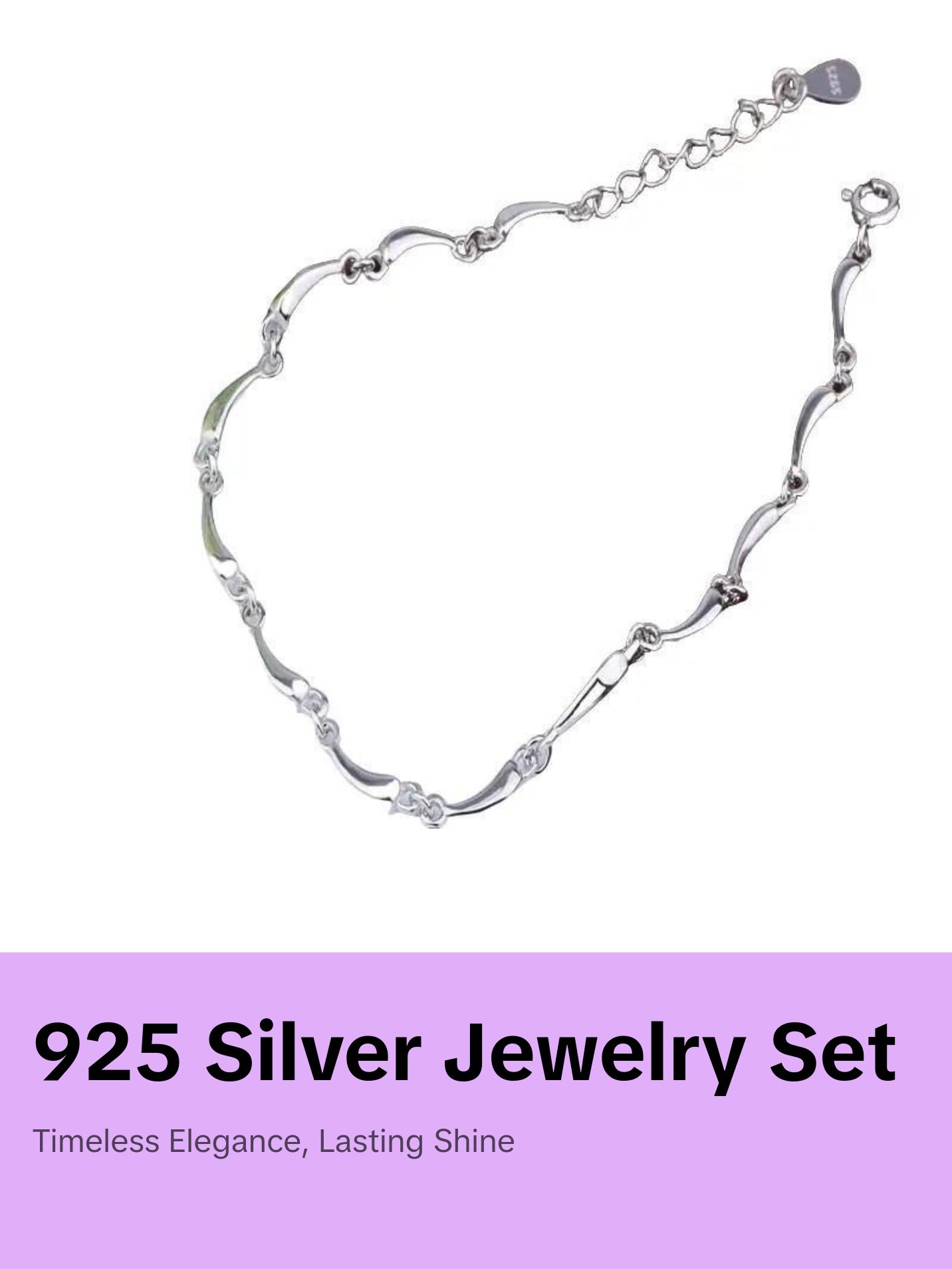 925 Silver Plated Simple Design Bracelet and Anklet