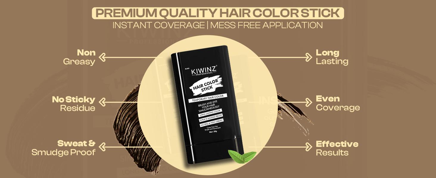 KIWINZ PROFESSIONAL 2-in-1 Hair  Stick Portable Waterproof Sweat-Proof for Gray and White Hair  mexican eelhoe dye color shampoo