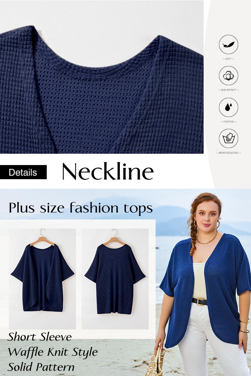 Eytino Womens Plus Size Cardigan Casual Short Sleeve Waffle Knit Kimono Open Front Tops(1X-5X) Eytino Womens Plus Size Cardigan Casual Short Sleeve Waffle Knit Kimono Open Front Tops(1X-5X)