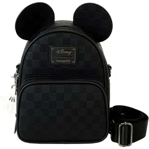 Loungefly Disney Mickey Mouse Checkered Texture Convertible Mini Backpack & Crossbody Bag