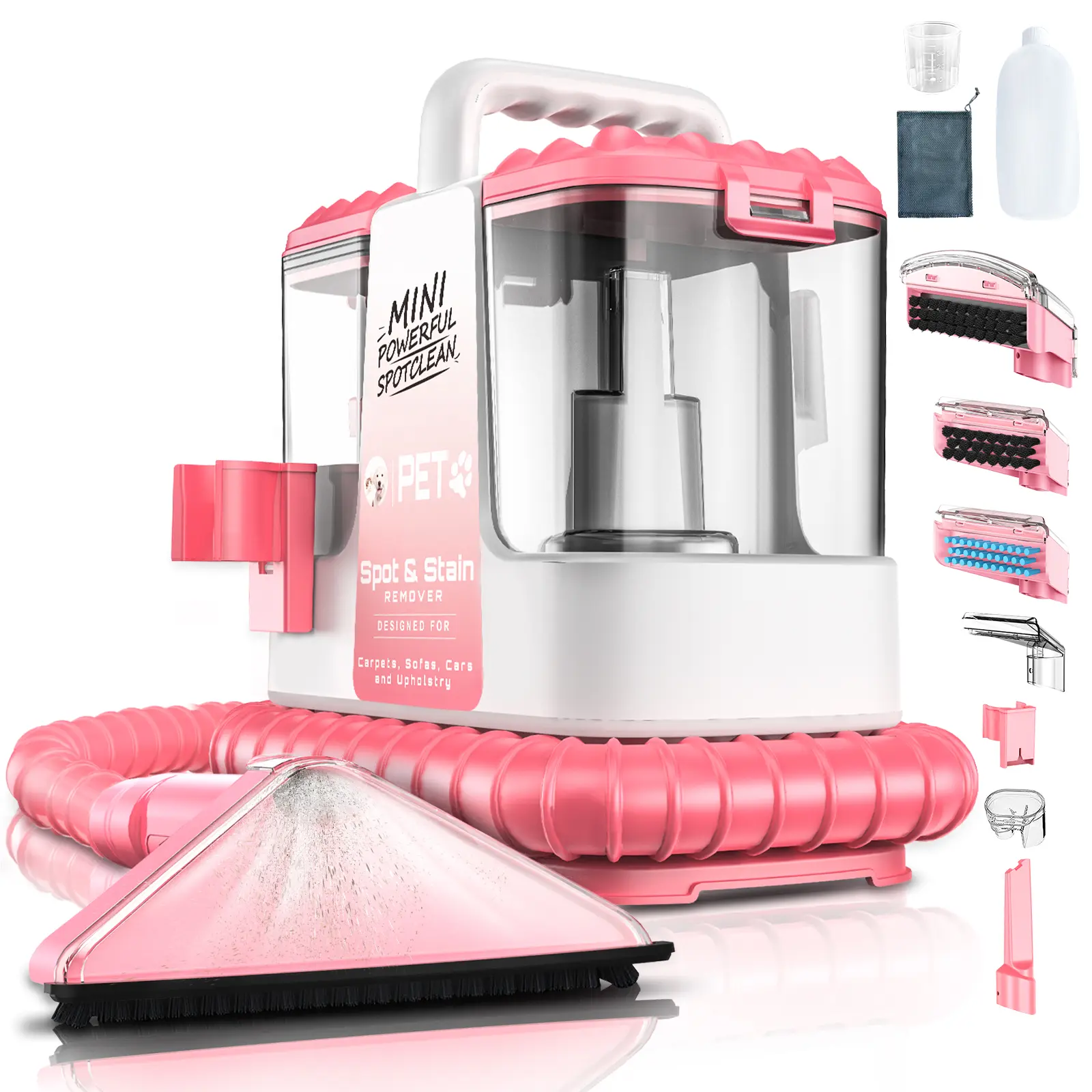 VICEASE Mini Portable Compact Carpet & Upholstery Deep Cleaner with 500W Motor, Car Auto Detailer, Hydro Rinse Self-Cleaning Tool, Multiple Tools, Small Footprint & Deep Extraction Function, Standard Plug,back to school,back to school haul