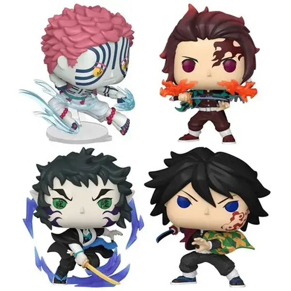 Funko Pop! Demon Slayer (Akaza, Giyu, Kaigaku, Tanjiro) Vinyl Figures