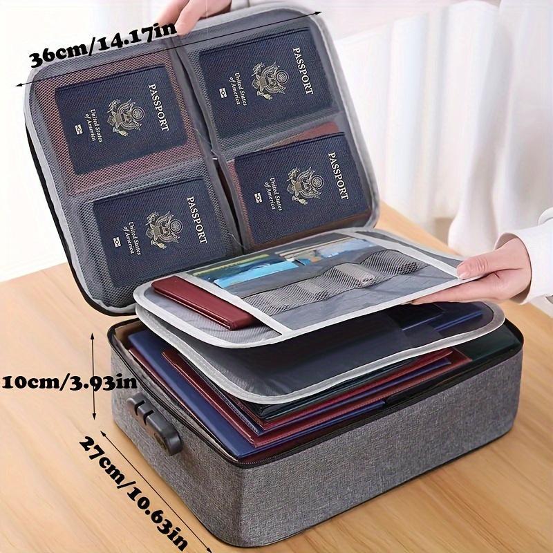 Portable Multi-Layer Document Storage Bag with Password Lock for Office and Travel Use, Water-Resistant Multi-Layer Fireproof Document Bag with Lock & Money Pouch