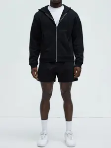 Men's  hooded  casual sports spring and autumn style thin style solid color men's top pocket zipper jacket winter