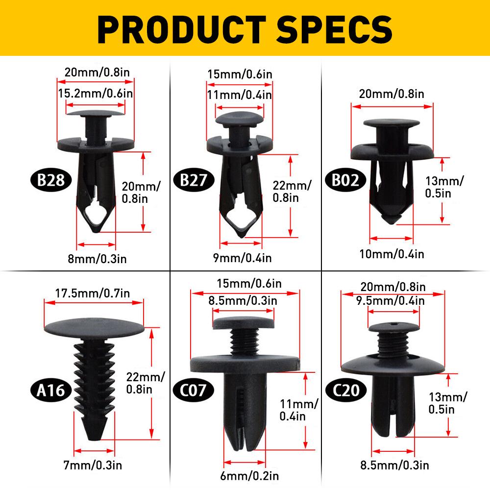 190X Car Clips for Hole Plastic Rivets Retainer Fender Push Pin Fastener Bumper 190X Car Clips for Hole Plastic Rivets Retainer Fender Push Pin Fastener Bumper