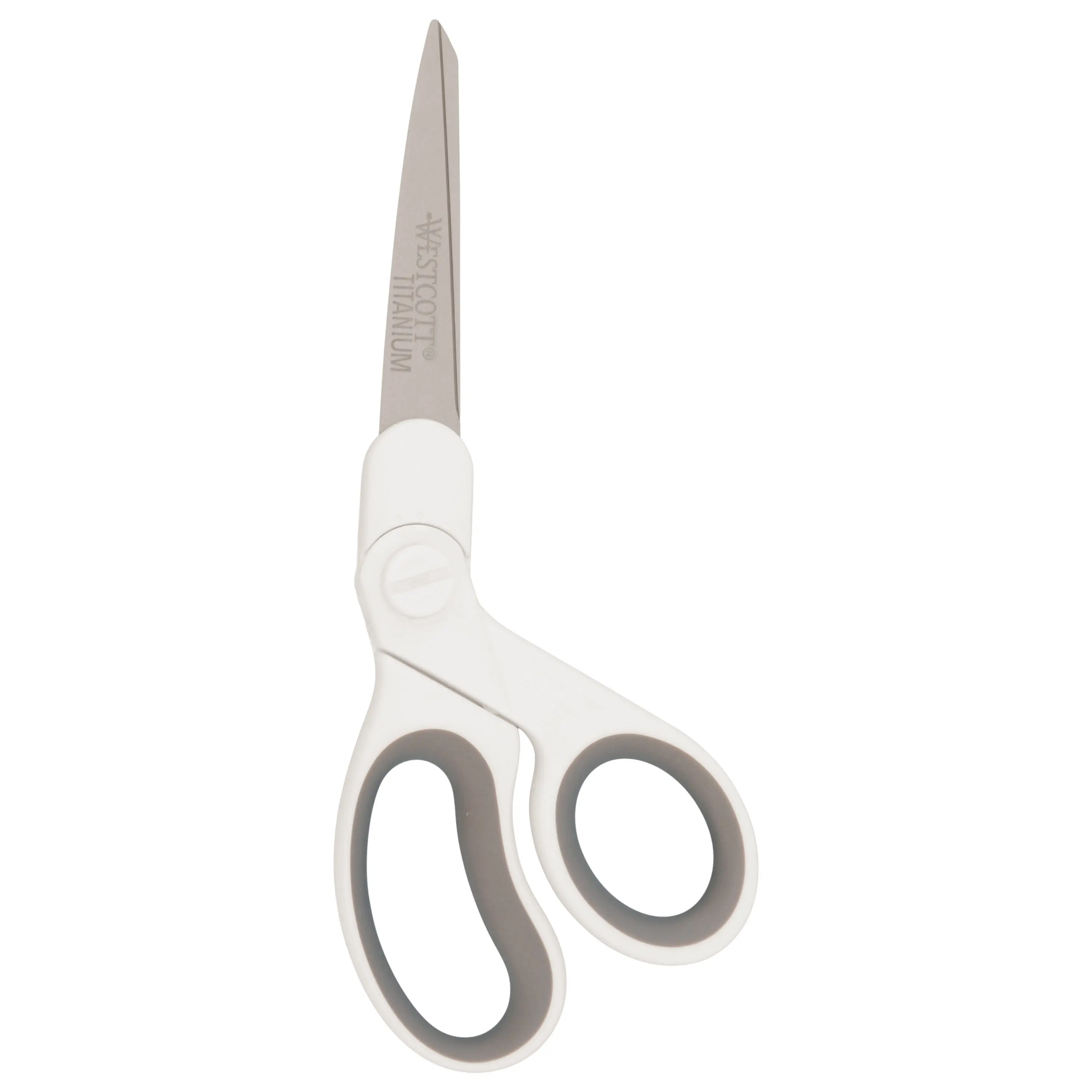 Westcott 8.5” Swivel Pivot Scissors, Adjustable Straight or Bent Blades, Titanium Bonded, Ergonomic Cutting with Protective Sheath, White/Gray (00904-Parent)