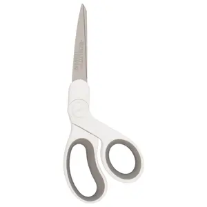 Westcott 8.5” Swivel Pivot Scissors, Adjustable Straight or Bent Blades, Titanium Bonded, Ergonomic Cutting with Protective Sheath, White/Gray (00904-Parent)