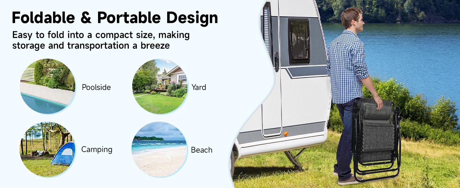 COSTWAY Zero Gravity Chairs Set of 2, 3 PCS Folding Zero Gravity Lawn Chair Set with Side Table Cup Holders & Adjustable Headrest, Reclining Patio Chairs, Zero Gravity Lounger for Patio Poolside-Deals for You Days