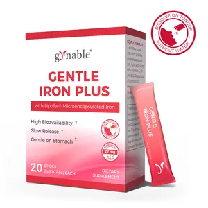 Gynable Gentle Iron Supplement for Women & Men,Tongue-Dissolving Powder Without Water,Lipofer Microencapsulated Slow Release Iron 27mg, Vitamin C, B6, B12, Folic Acid, Beet Root for High Absorption,Anemia&Blood Health, Non GMO, Gluten Free, 20 Packs