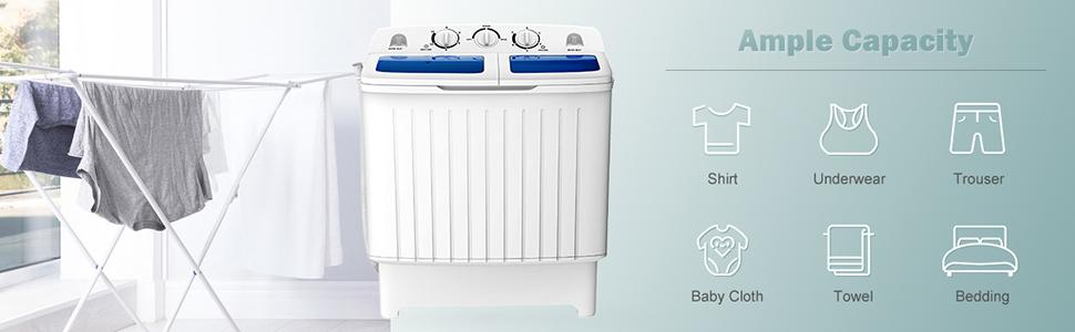 Costway- Compact Twin Tub Washing Machine for Home Use