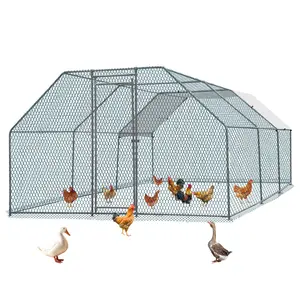 Chicken Coop, Large Metal Chicken House, Poultry Habitat Cage with Waterproof Cover, Walk-in Chicken Run Pen for Small Animals, Yard, Farm