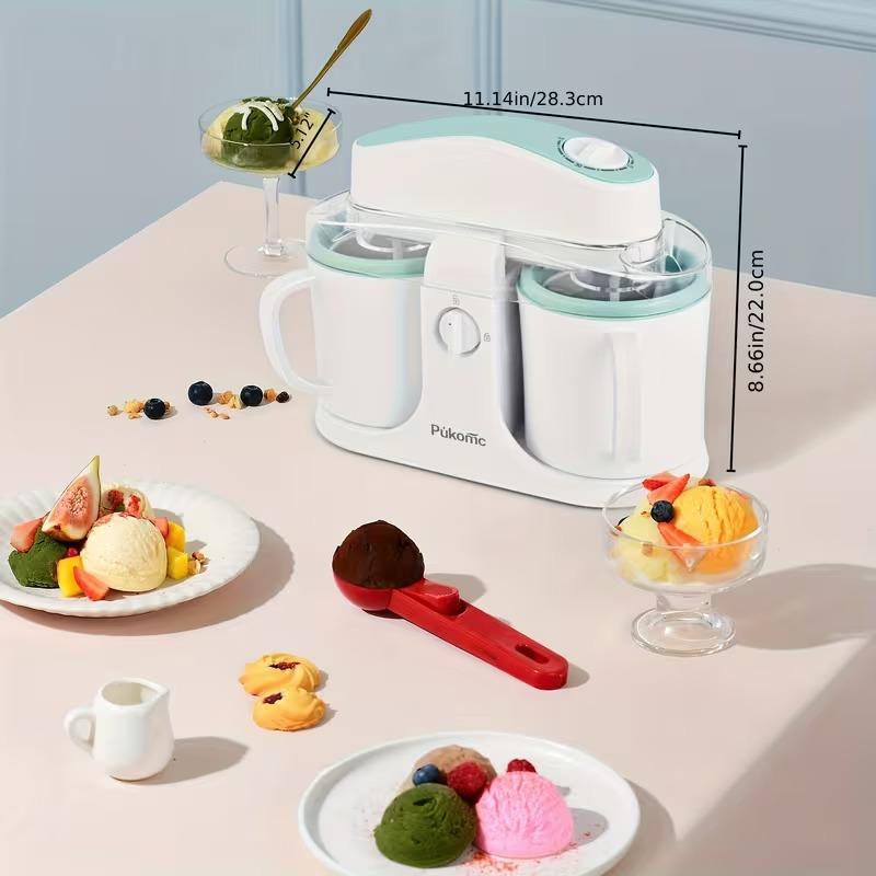 1L Dual-Bowl Ice Cream Maker  – CreamyDelight , Effortless Homemade Ice Cream, Frozen Yogurt & Smoothies, Easy-Clean Detachable Cups, Perfect Gift for Any Occasion.(“Please review the User Manual provided at the end of the description.”)