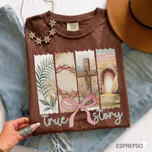 [Saleup to 74%]Comfort Colors True Story Christian Easter T-Shirt, Easter Shirt for Women, Jesus T-Shirt, Boho Christian Shirt, Easter Outfit for Kids, Faith Based Easter Gift