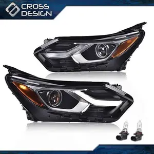 CROSSDESIGN Halogen LED DRL Headlights Headlamps Left+Right Fit For 2018-2020 Chevy Equinox