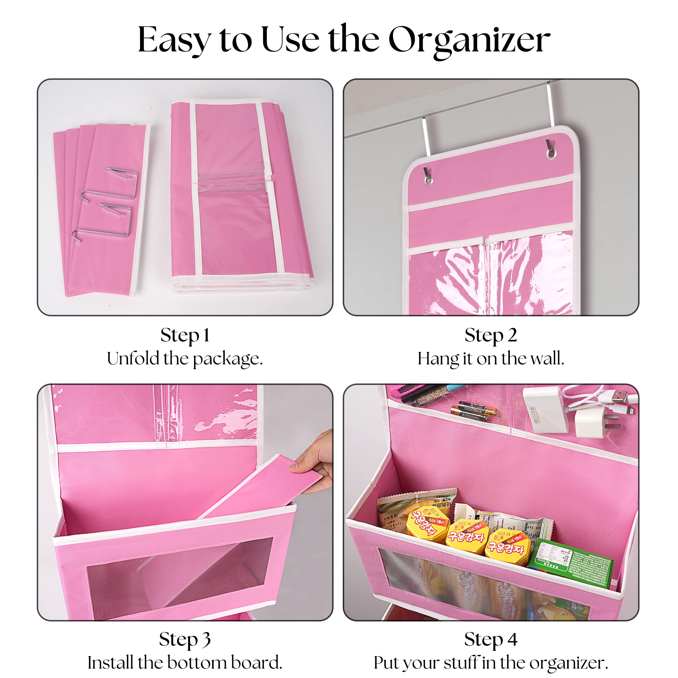 Over The Door Hanging Organizer 4 Large Compartments | Bedroom Closet Nursery Storage Rack | Space Saving Toys Clothes Accessories Organizer