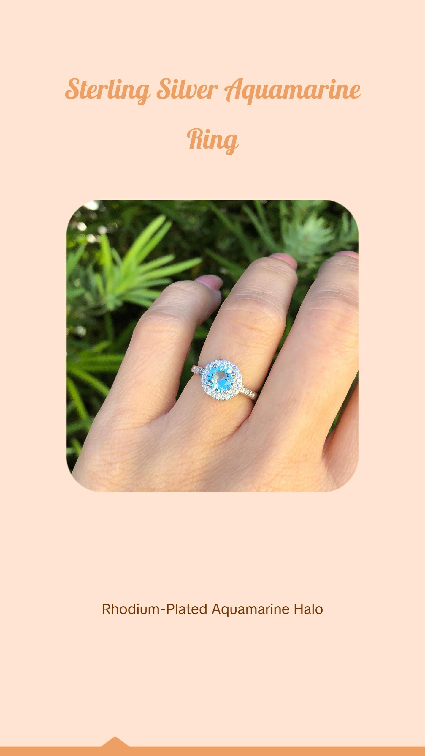 Sterling Silver Halo Aquamarine Ring Sterling Silver Halo Aquamarine Ring