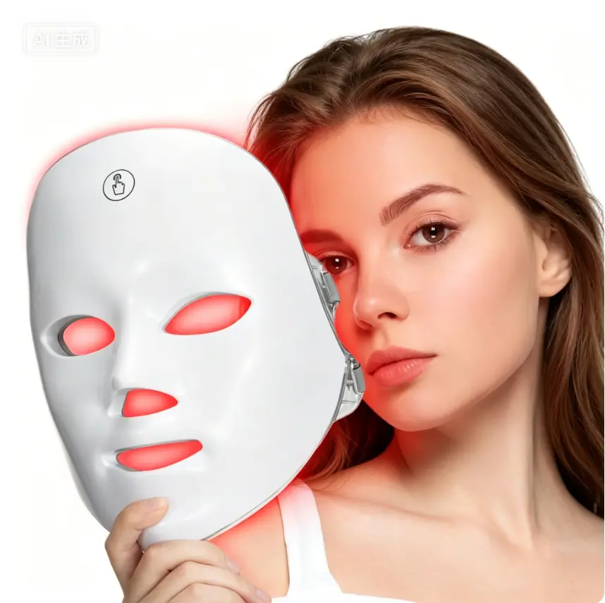 7-color LED facial light therapy mask, wireless rechargeable photon beauty device, anti-aging and fine line reduction, acne treatment and skin clearing, even skin tone, pore tightening, professional-grade skincare device for home use, an ideal gift choice