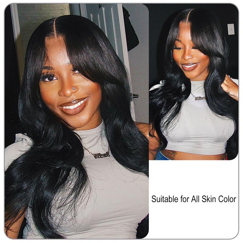 [Wequeen] 2x6 HD Lace Closure Straight Body Wave Skin-Like Closure Human Hair, Soft & Natural, Durable & Lightweight, 14-18 Inch, #1B Natural Black Valentine Gifts