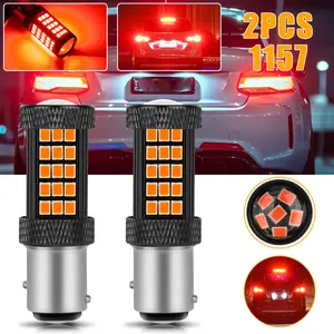 2PCS 1157 66LED Strobe Flashing Brake Light Bulb - Blinking Stop Tail Parking Light Bulbs,for Enhanced Visibility and Safety,for Car Motorcycles