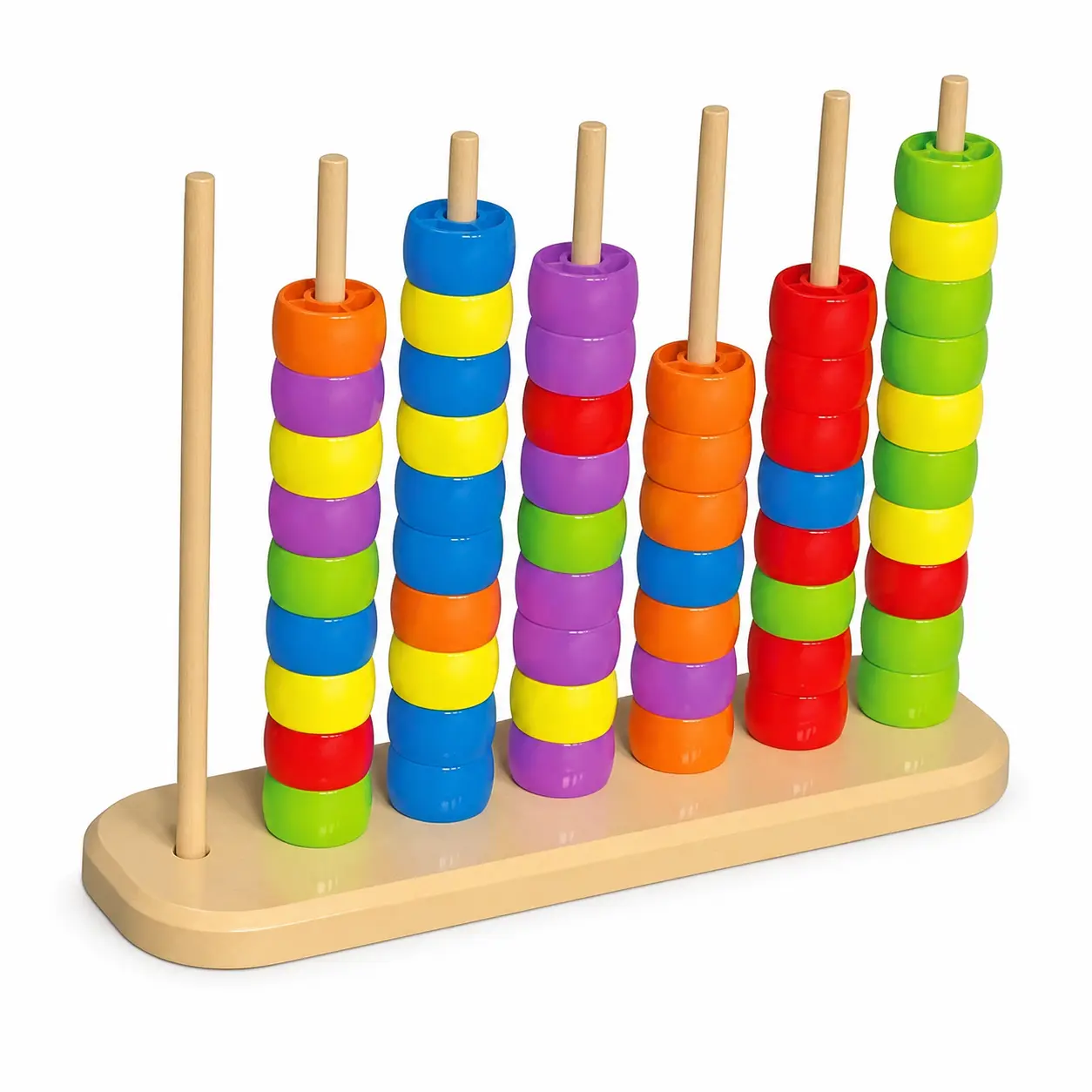 Mojiahui Montessori Color Matching Beads Set - 7-Peg Wooden Rack Sorting Puzzle, Fun Children Development Toy, Enhances Recognition, Promotes Screen-Free Learning, Unisex 3-4 Years Kids' Gift