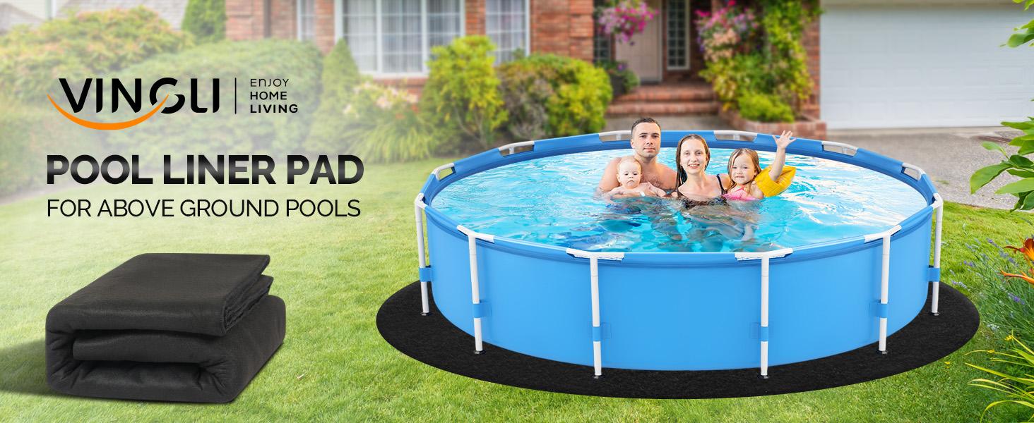 VINGLI 18 FT Round Pool Liner Pad for Above Ground Swimming Pools, Extra Thick Swimming Pool Liner, Prevent Punctures, Weed Barrier, Black