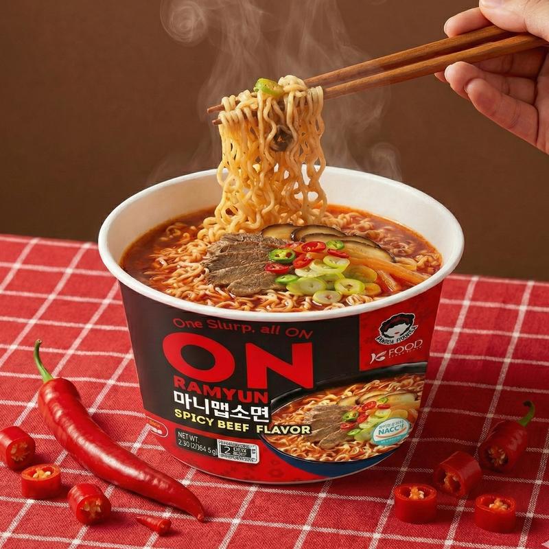 ON RAMYUN 6 PACK Korean Spicy Beef Cup Ramen (6 Cups) | Authentic Korean K-Ramyun Instant Noodles | Bold Spicy Beef Flavor Cup Noodle | Quick & Easy Instant Ramen, Pansit-Style Comfort Food Ready in Minutes Savory