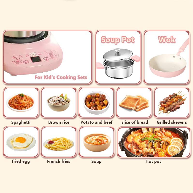 Children's Cooking Set - Safe Mini Kitchen with Induction Cooker, 14-Piece Dishware, Utensils, & Anti-Scald Rack for Toddlers, Montessori-Inspired Toy for Girls & Boys Ages 8-12