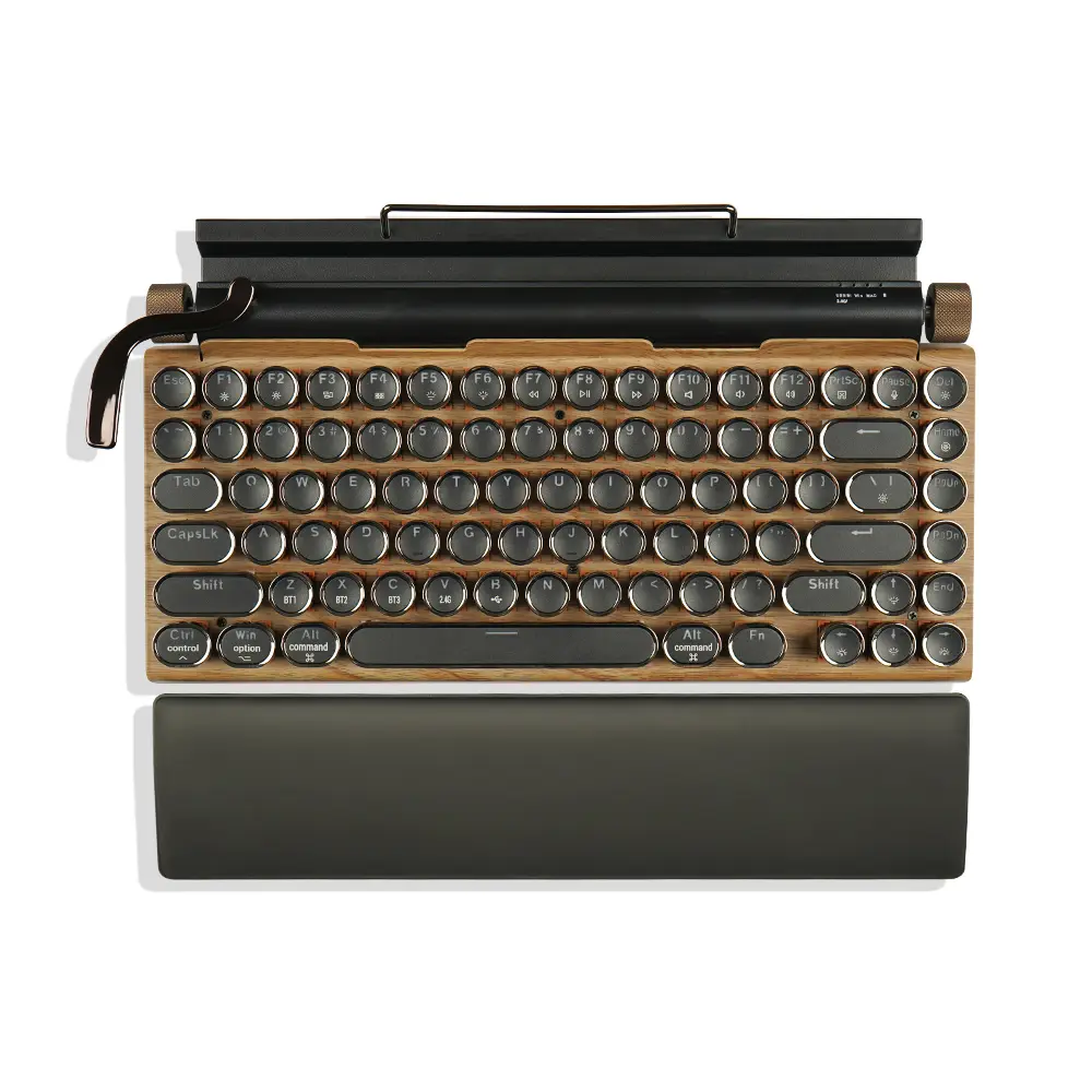 7KEYS Retro Typewriter Wireless Mechanical Keyboard with iPad Stand & Leather Wrist Rest, RGB Backlit, Custom Coffee Switch, Tri-Mode Bluetooth 5.0/2.4G/USB-C Wireless iPad Keyboard for Mac Win PC tiktokshopbacktoschool,back to school,back to school haul